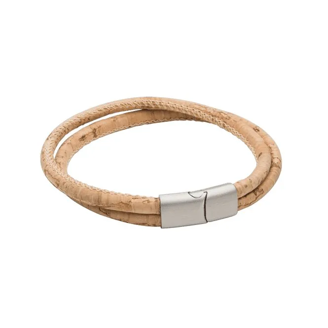 Cork Tubular Double Row Bracelet Steel Clasp Bracelet B5377