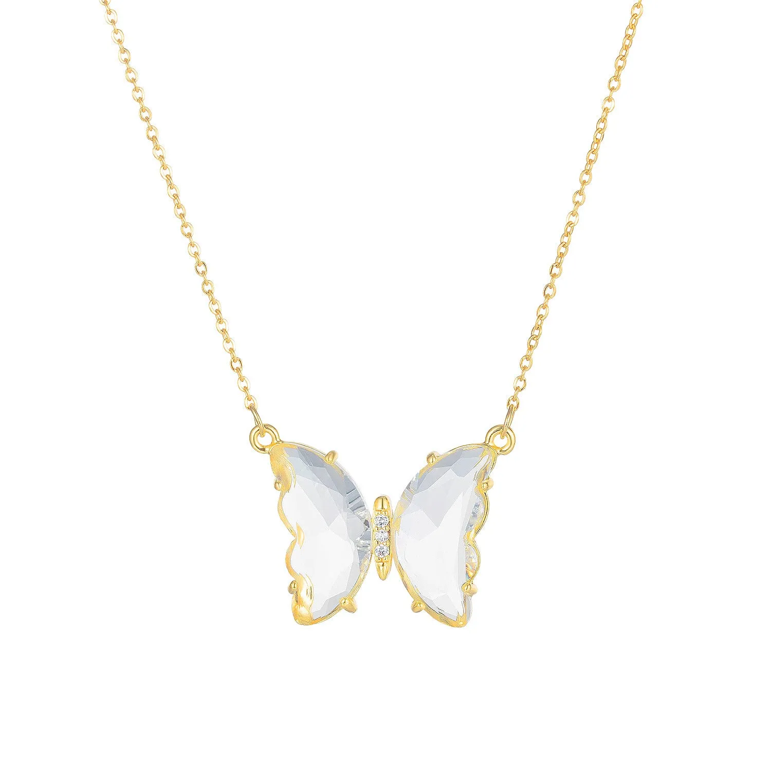 Creative Small Fresh Collarbone Chain Girl Crystal and Diamond Pendant Personalized Versatile Butterfly Necklace