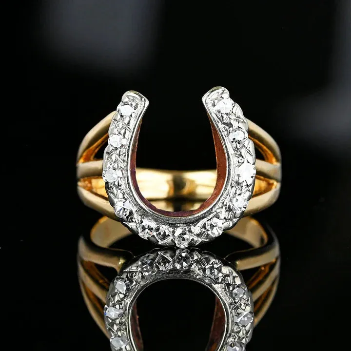 Cubic Cluster HorseShoe Vintage Statement 14k Gold Vermeil Ring