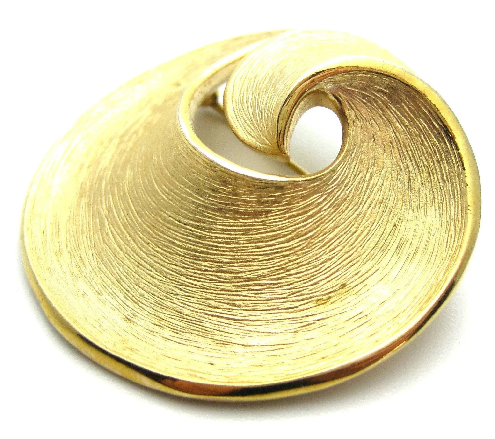 Designer Vintage 1960s Trifari Gold Swirl Brooch