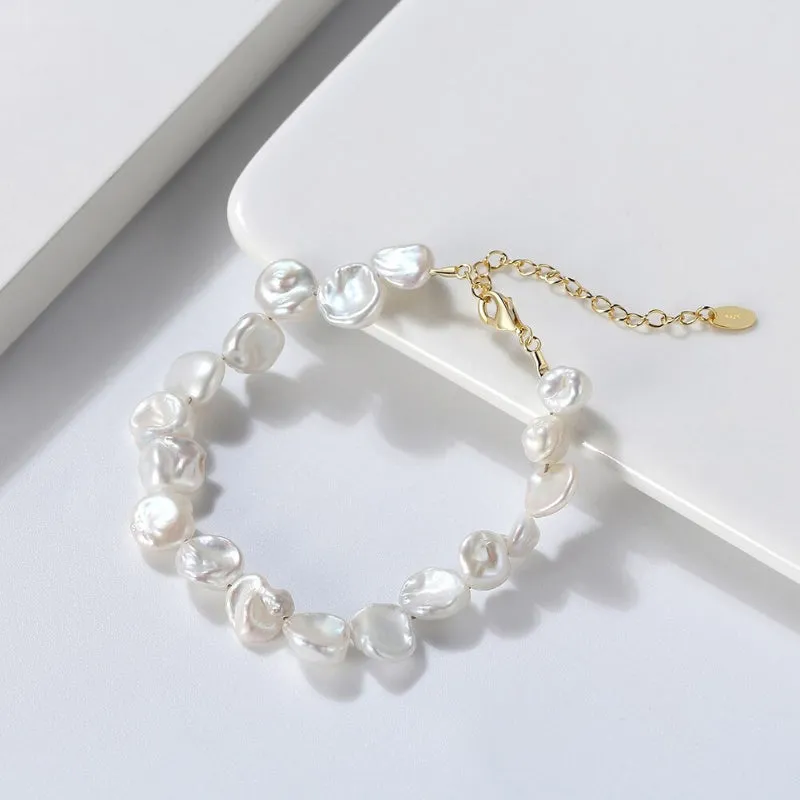 Elegant Baroque Pearl Minimalist Bracelet Collection