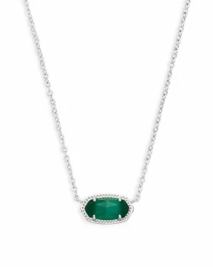 Elisa May Birthday Silver Necklace Emerald Cat's Eye