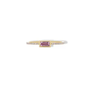 Emerald Cut Pink Sapphire and Diamond Ring