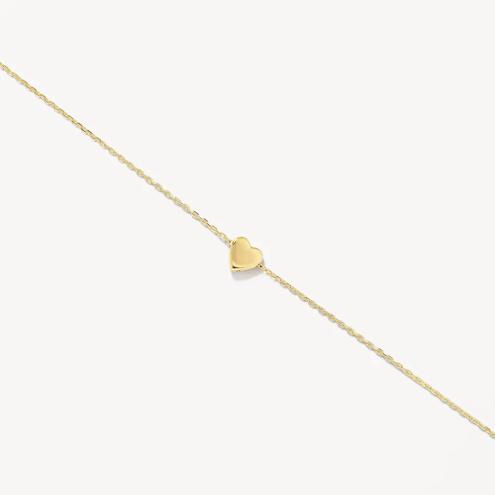 Engravable Plain Heart Bracelet in 10k Gold