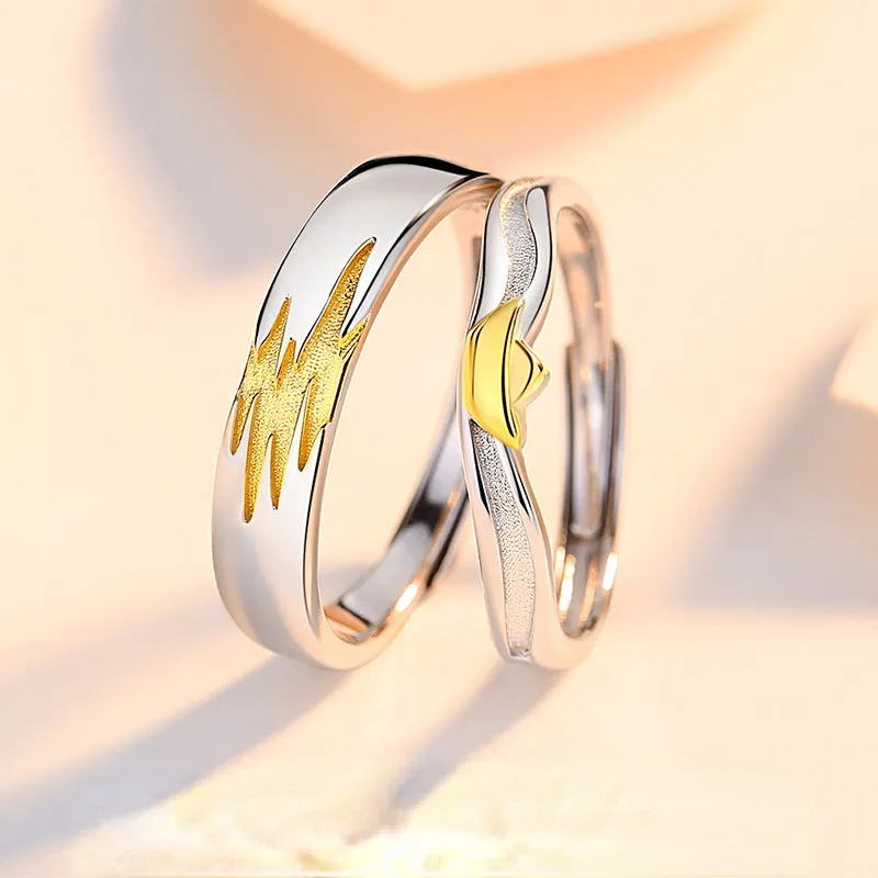 Engravable Romantic Boat Matching Rings Set