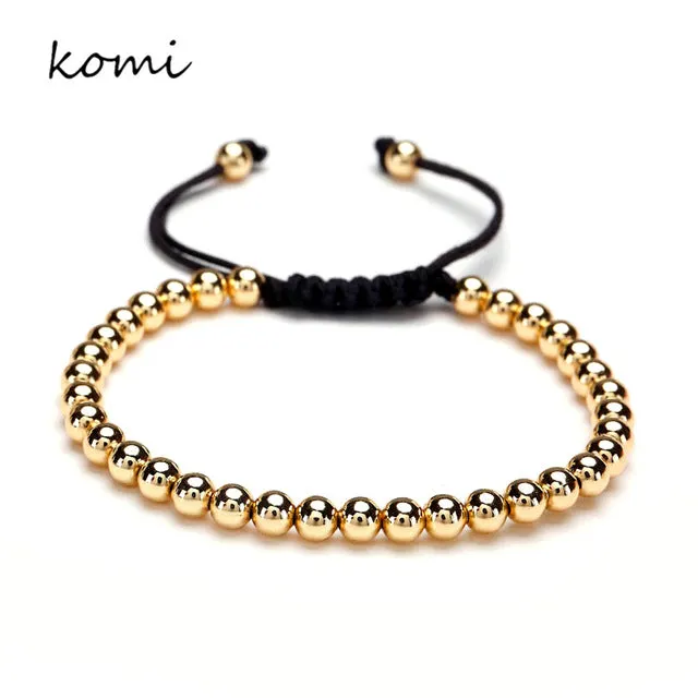 European Black Bead Bracelet Fashion Jewelry 2016 Men 6mm Round Beads Macrame Braided Bracelets For Women Four Color O-110