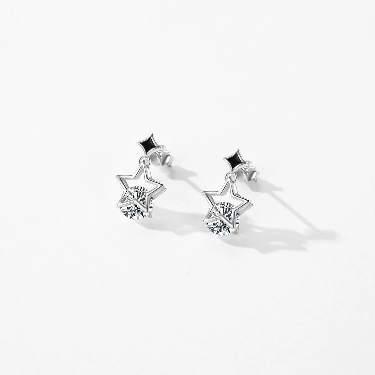 Everyday Genie Sterling Silver Star Stud Earrings with Zircon