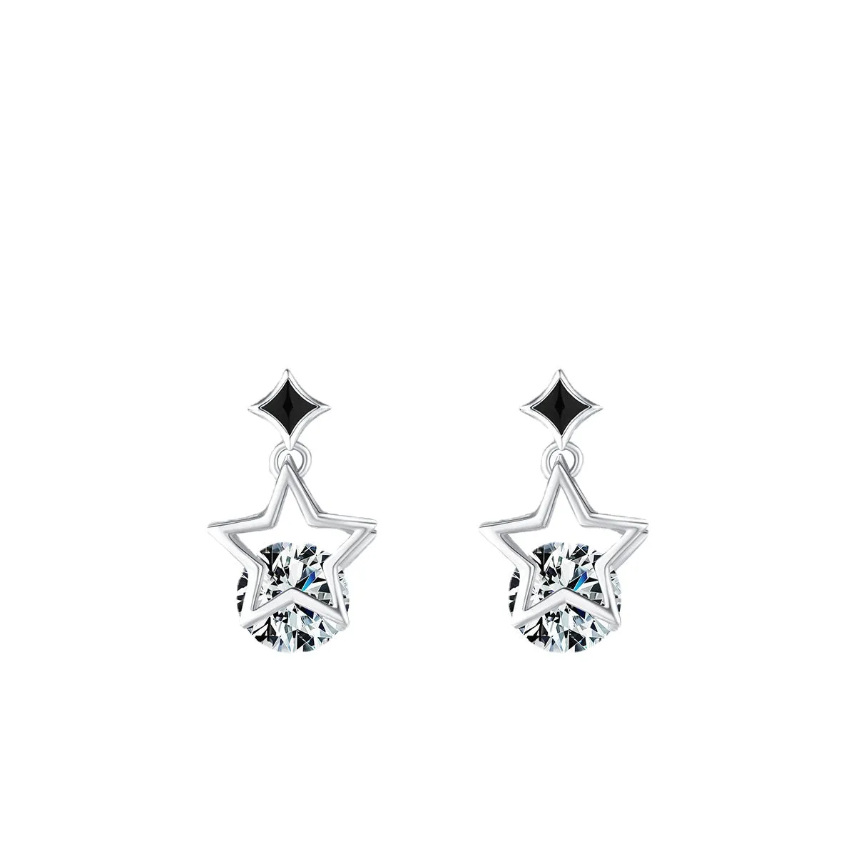 Everyday Genie Sterling Silver Star Stud Earrings with Zircon