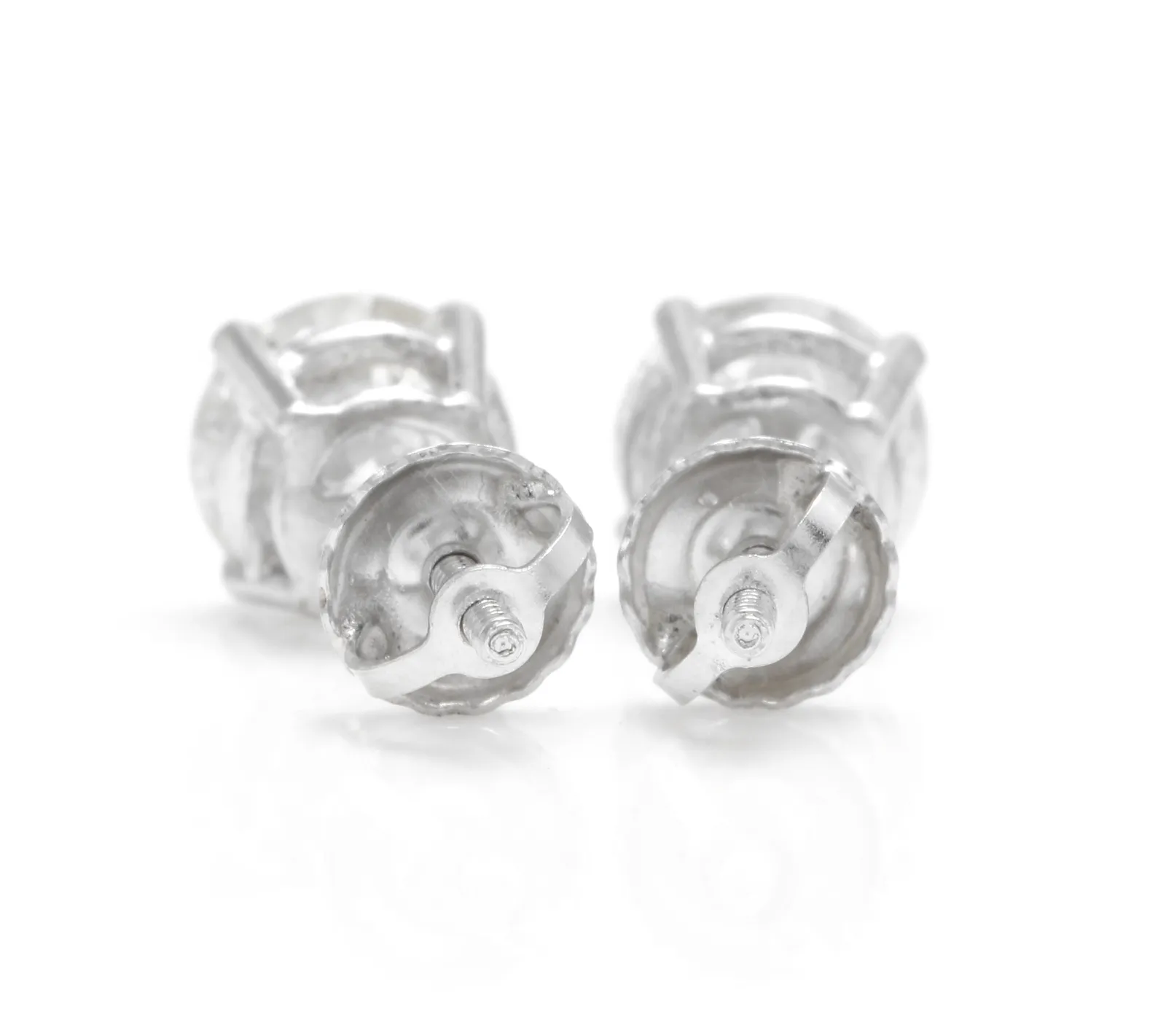 Exquisite 0.60 Carats Natural Diamond 14K Solid White Gold Stud Earrings