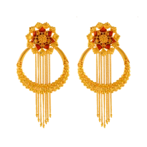 Exquisite 22k Gold Chand Bali Drop Earrings With Meenakari Floral Work