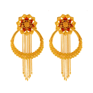 Exquisite 22k Gold Chand Bali Drop Earrings With Meenakari Floral Work