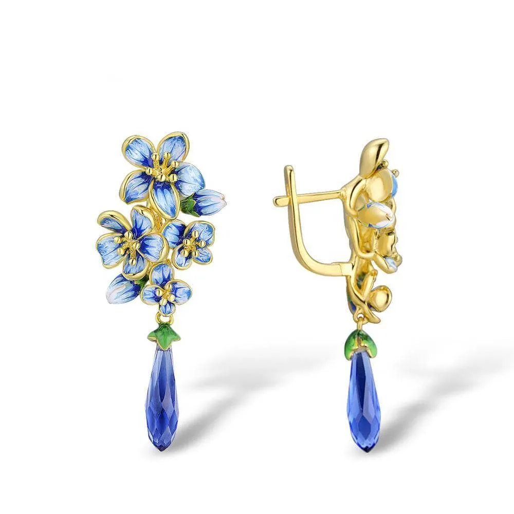 Exquisite Enamel Flowers Drop Earrings