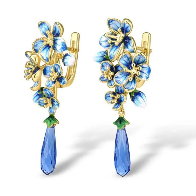 Exquisite Enamel Flowers Drop Earrings