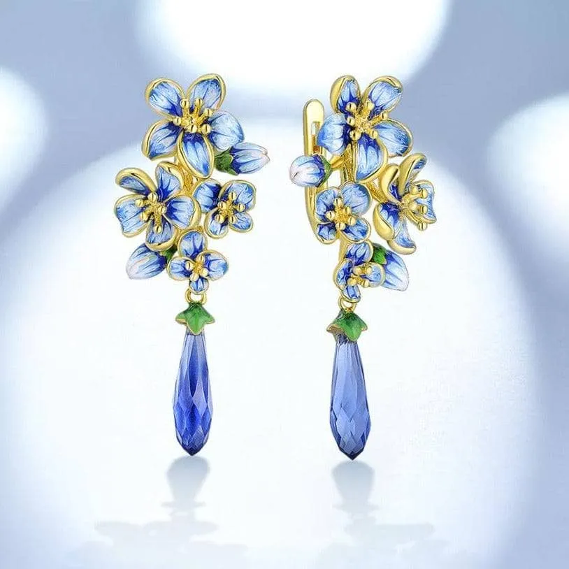 Exquisite Enamel Flowers Drop Earrings