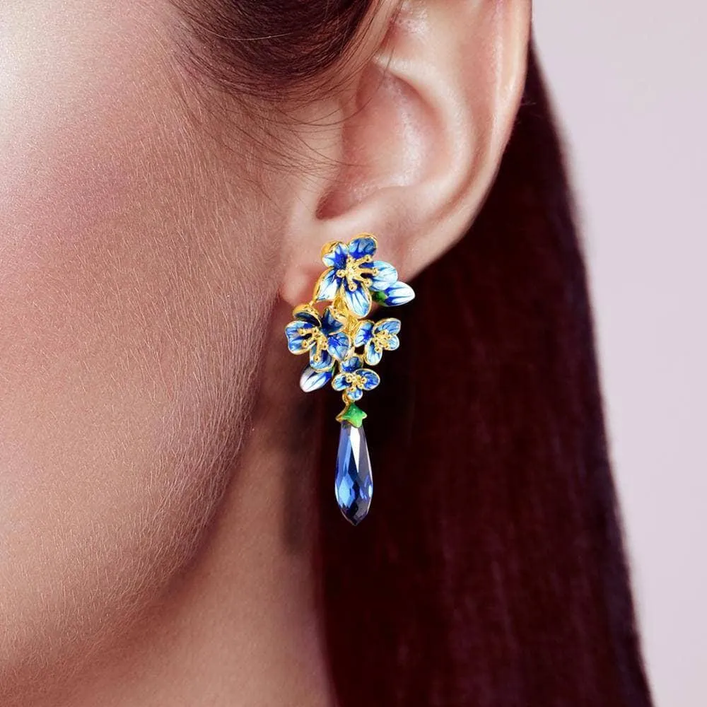 Exquisite Enamel Flowers Drop Earrings