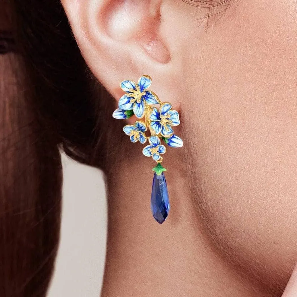 Exquisite Enamel Flowers Drop Earrings