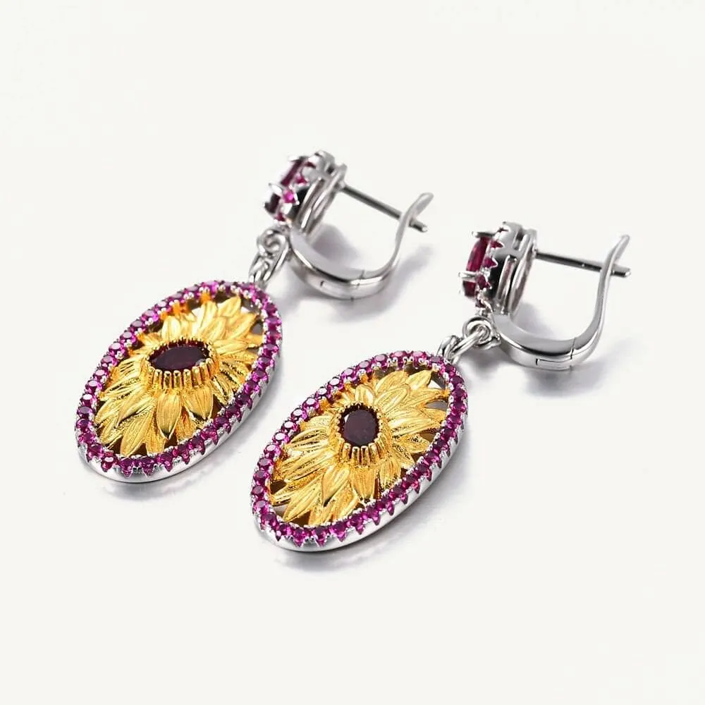 Exquisite Sunflower Long Earrings