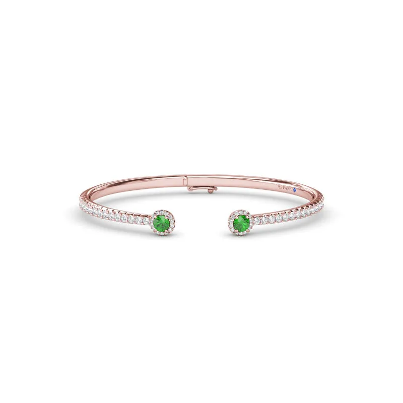 Fana Halo Emerald and Diamond Bangle