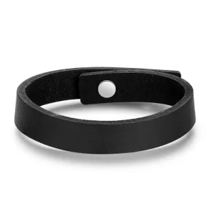 Genuine Leather Trendy Bracelets for Men, Engravable Black Wristbands