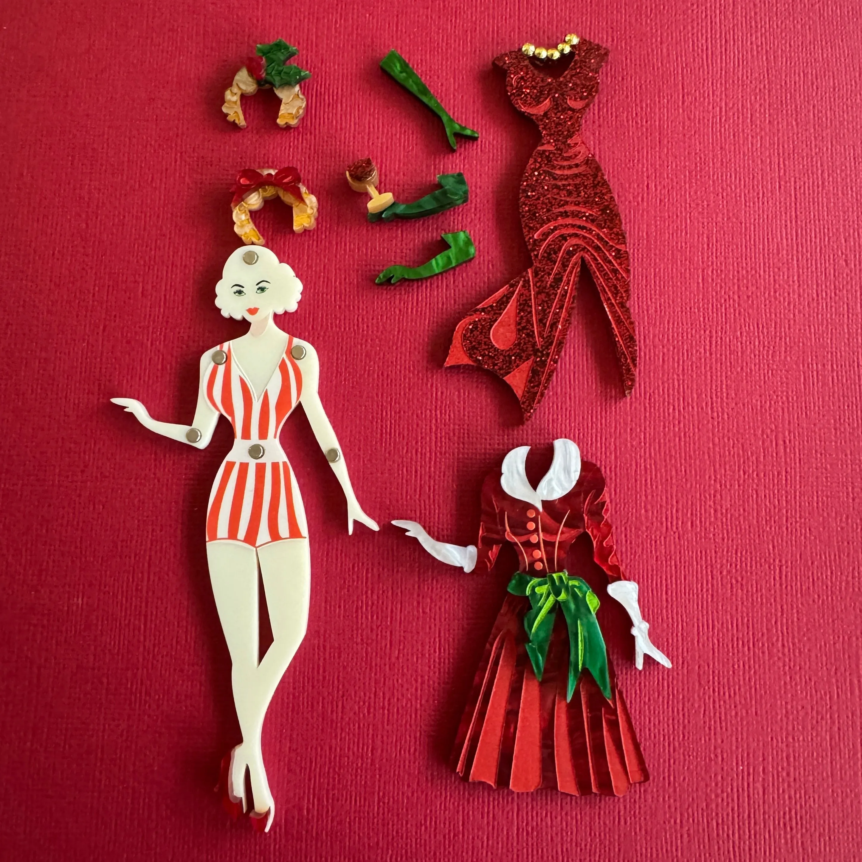 Gloria - Light- retro vintage cut-out doll - Set of 2