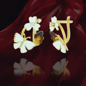 Glowing Enamel Flower and Butterfly Earrings