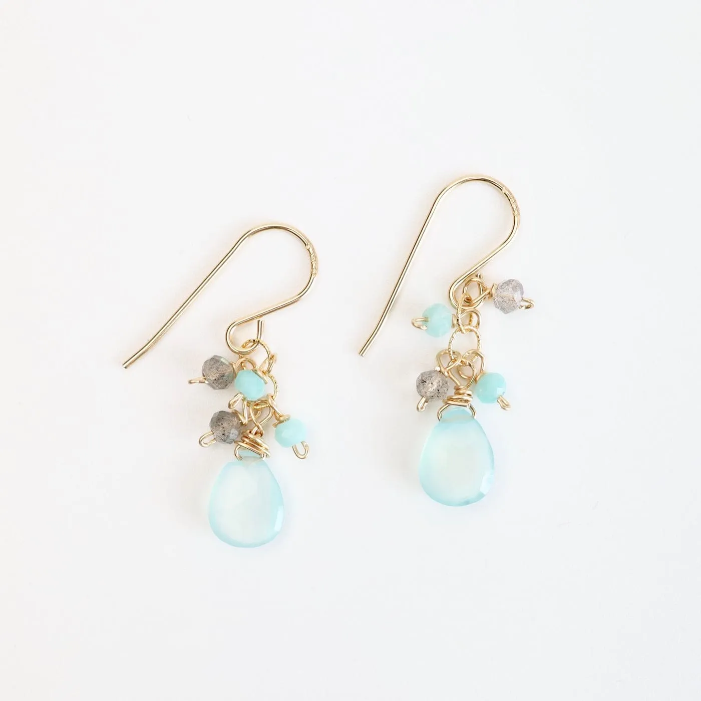 Gold Filled Chalcedony Rondelle Cluster Earring