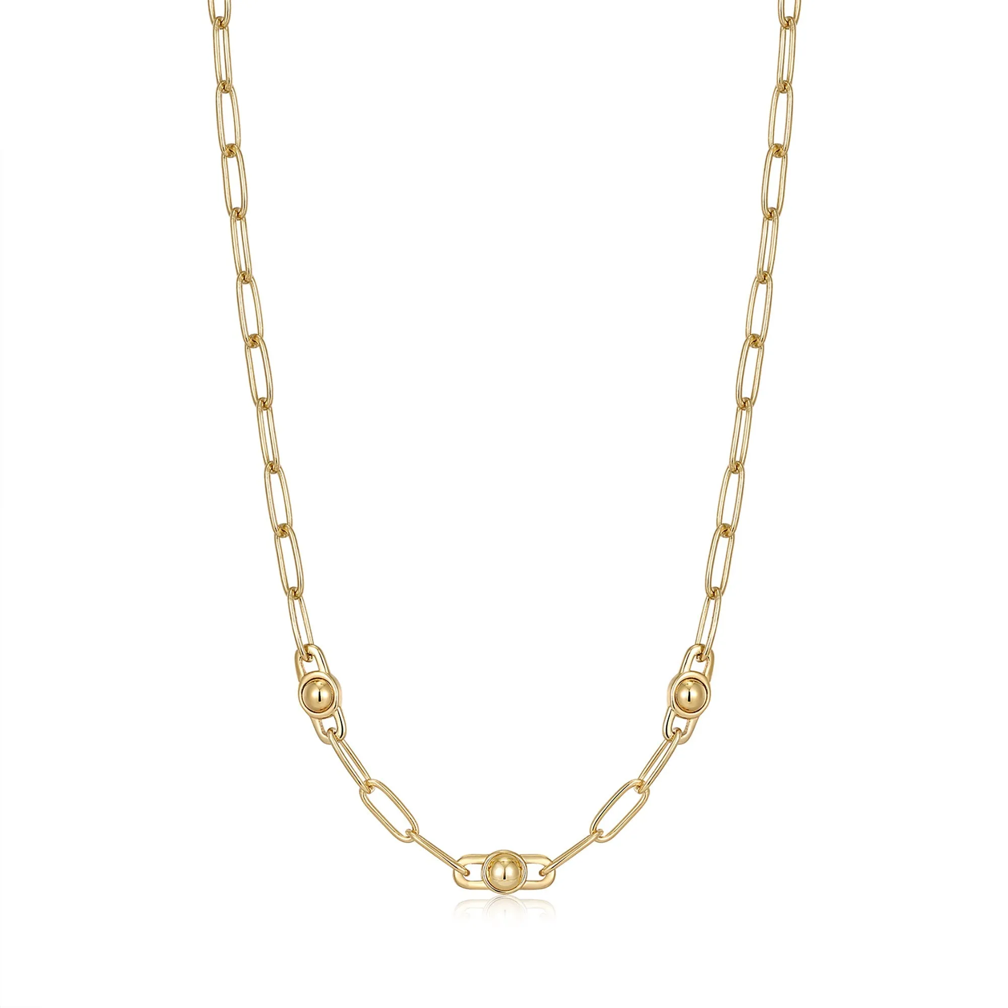 Gold Orb Link Chunky Chain Necklace