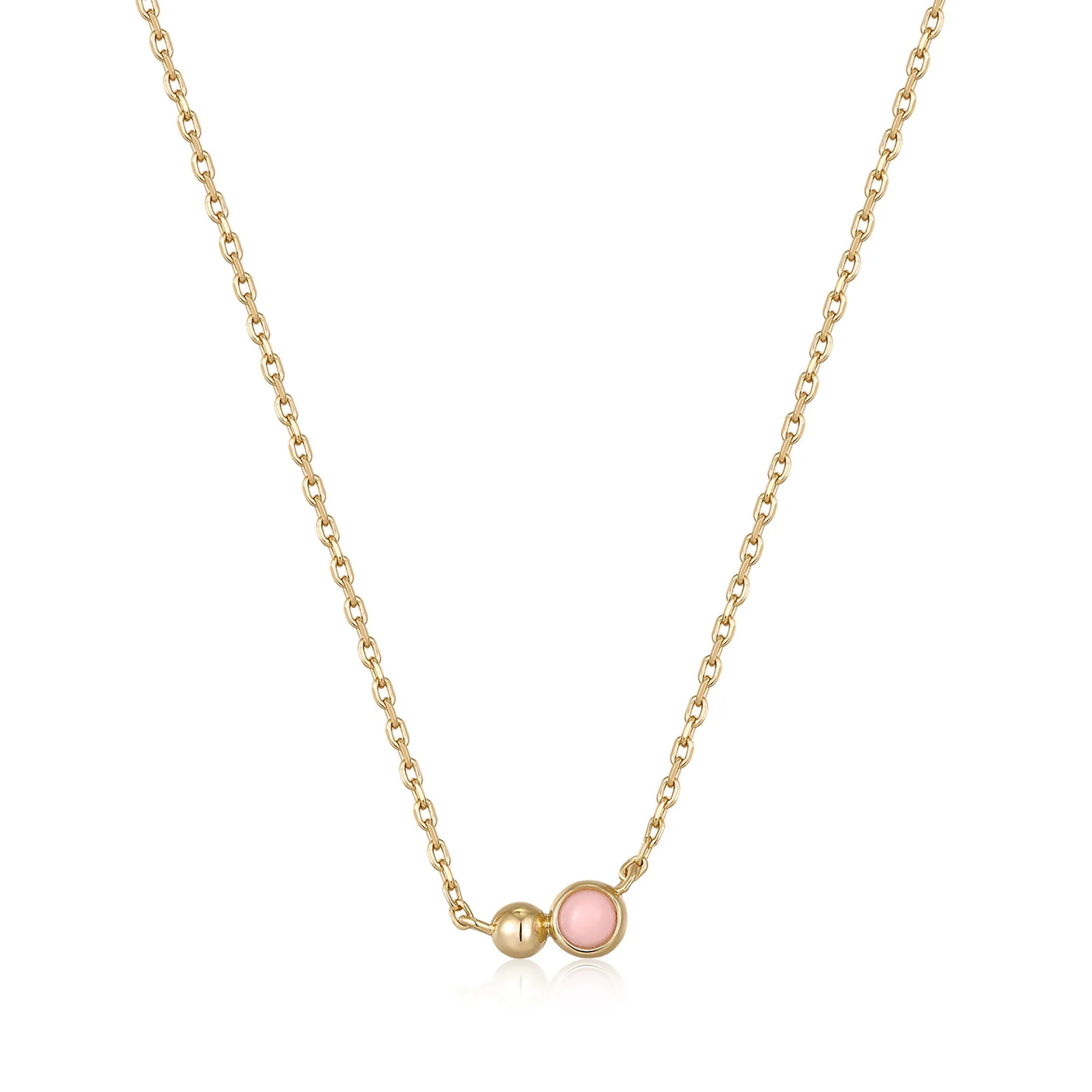 Gold Orb Rose Quartz Pendant Necklace