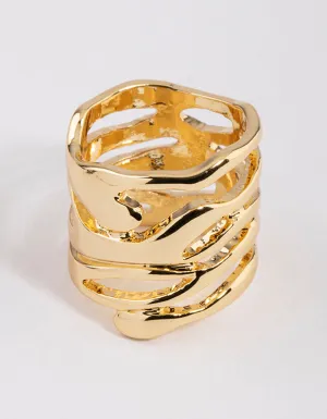 Gold Plated Molten Layered Ring