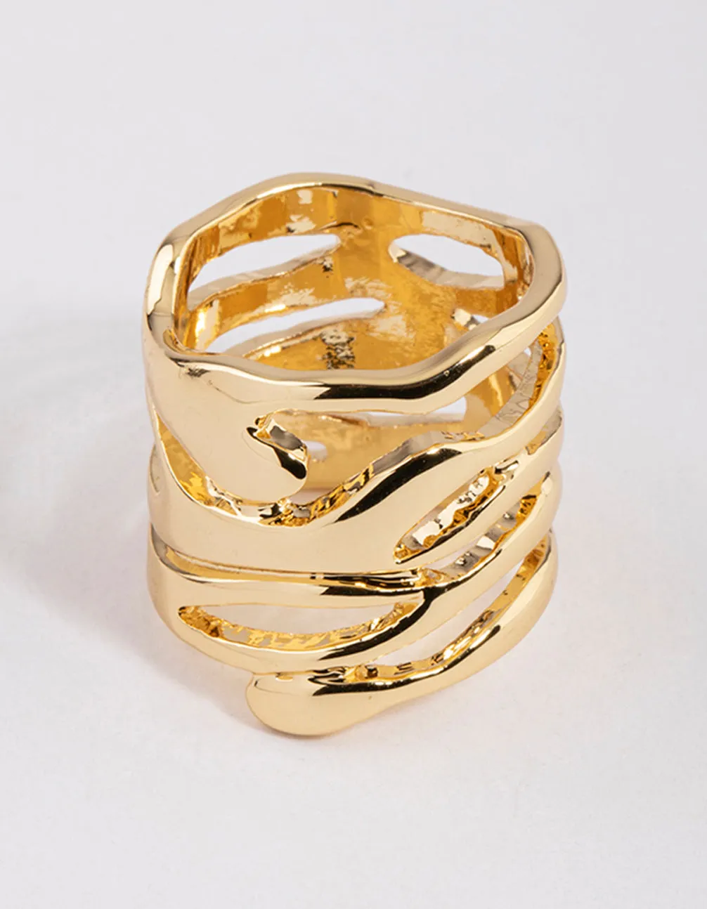 Gold Plated Molten Layered Ring