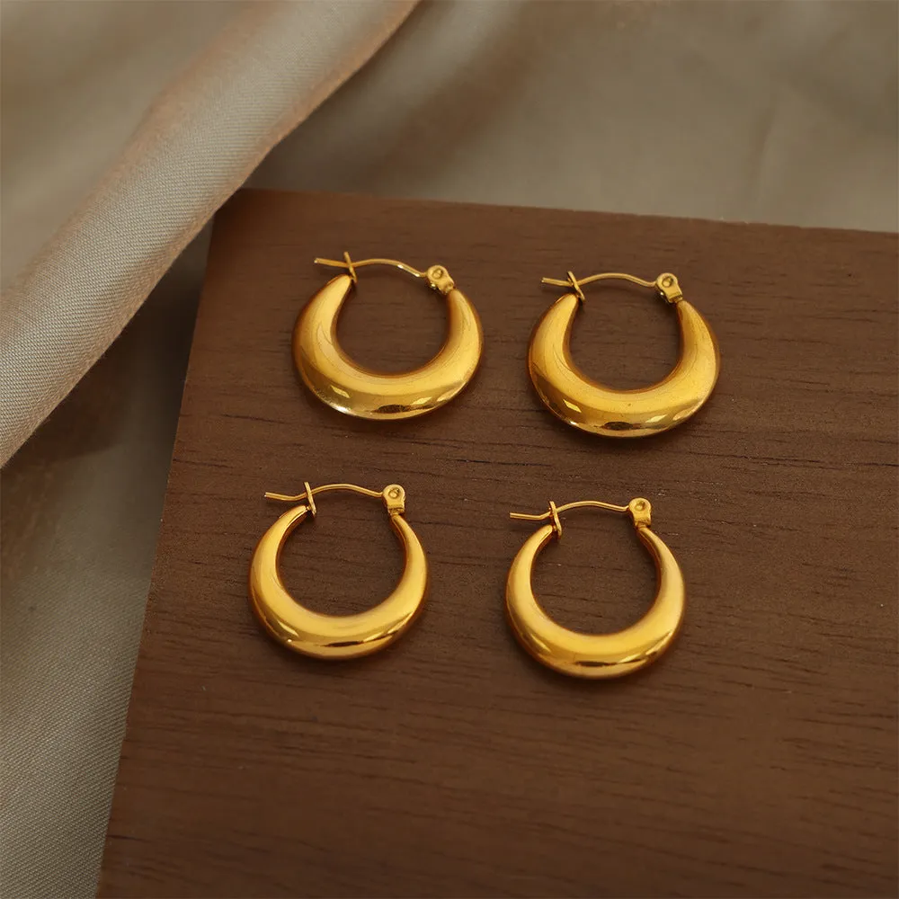 Golden Geometric U-Shaped Earrings - Luxurious Cross-Border Jewelry