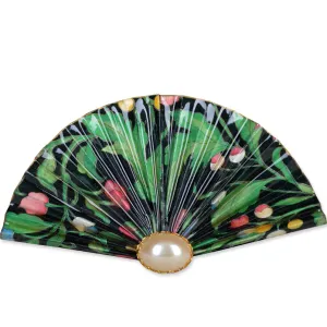 Green/Pink/Yellow/Black Fan Brooch