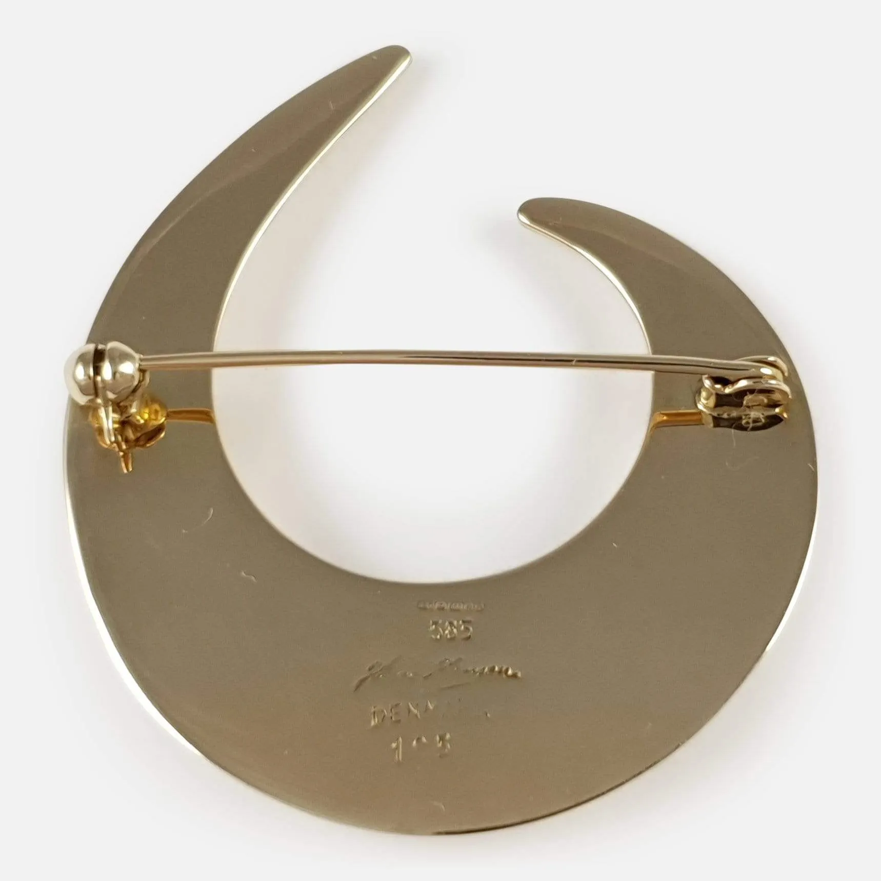 Hans Hansen 14ct Yellow Gold Crescent Brooch