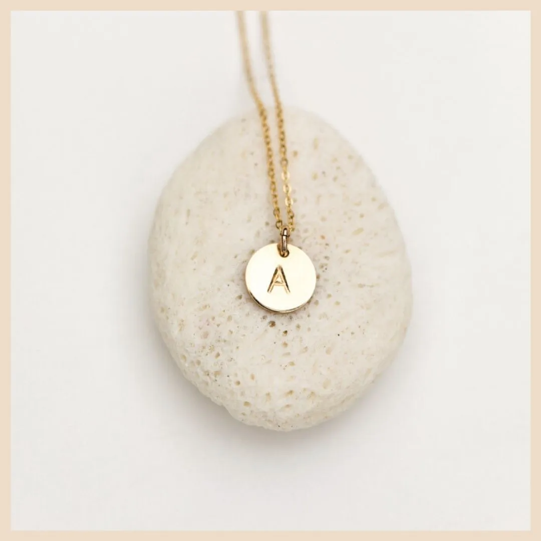 Initial Disk Gold Necklace