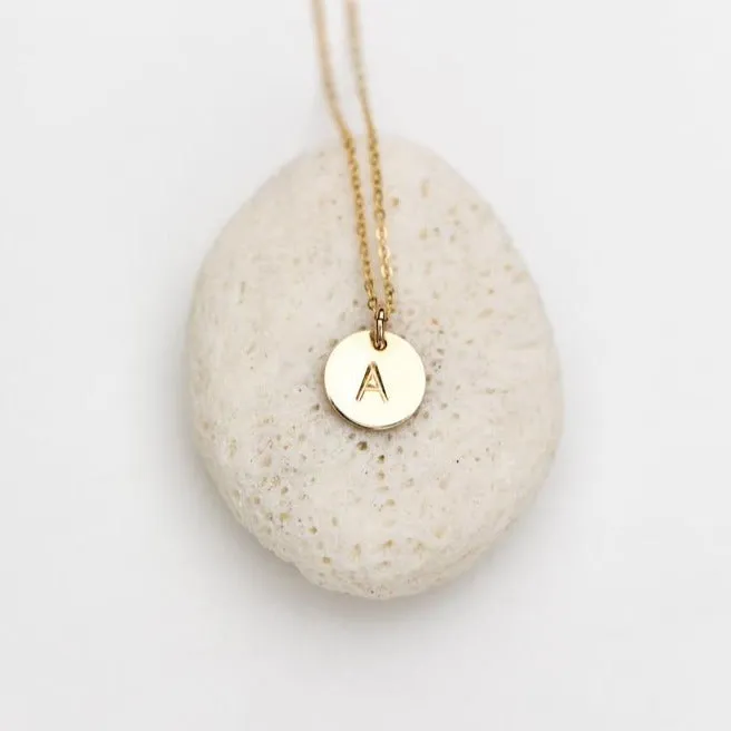 Initial Disk Gold Necklace