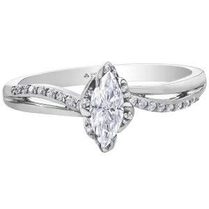 Marquise Canadian Diamond Ring with Accented Twist Design