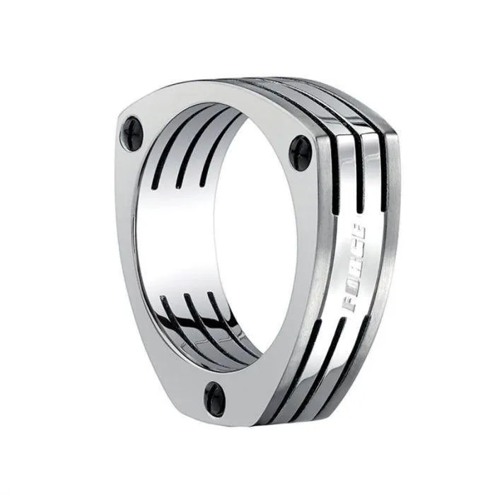 MAXIMILIAN Benchmark Grooved Triangle Titanium Wedding Ring with Screws- 7.5mm