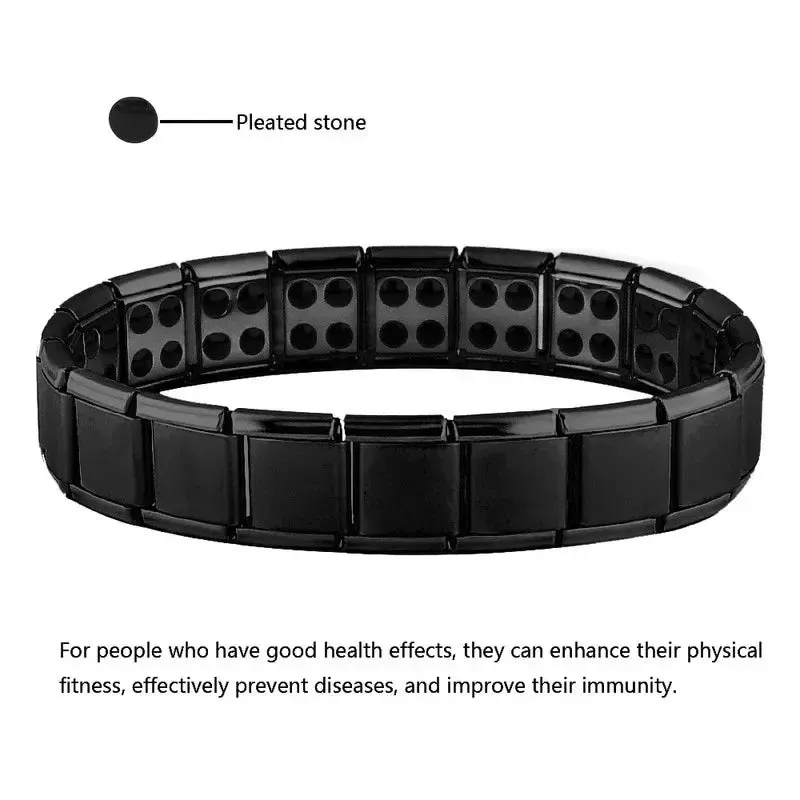 Men Body Slimming Weight Loss Bracelet Anti-Fatigue Healing Hematite Bead Stretch Magnetic Bracelet Therapy Bead Wrist Bracelets