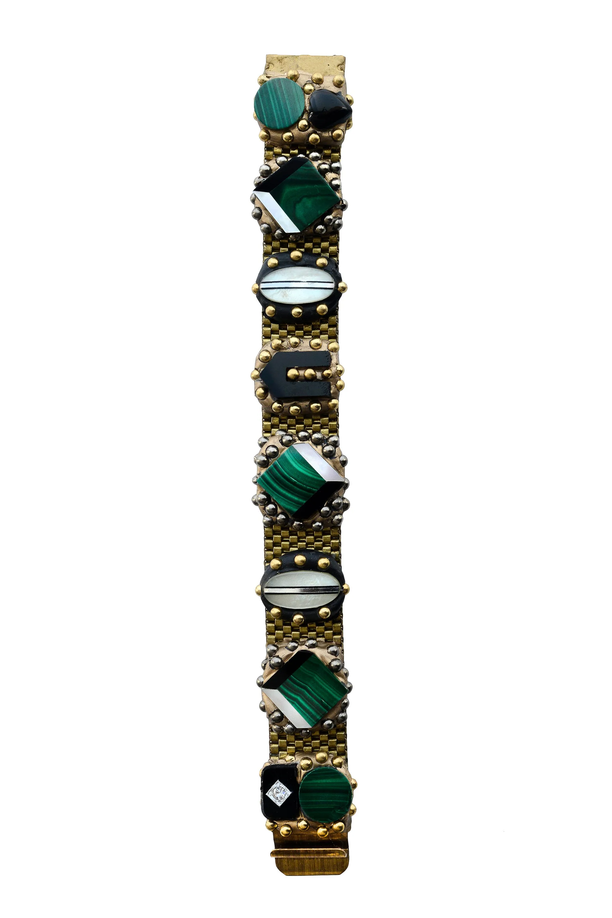 MINADEO MALACHITE, ONYX &amp; PEARL BRACELET