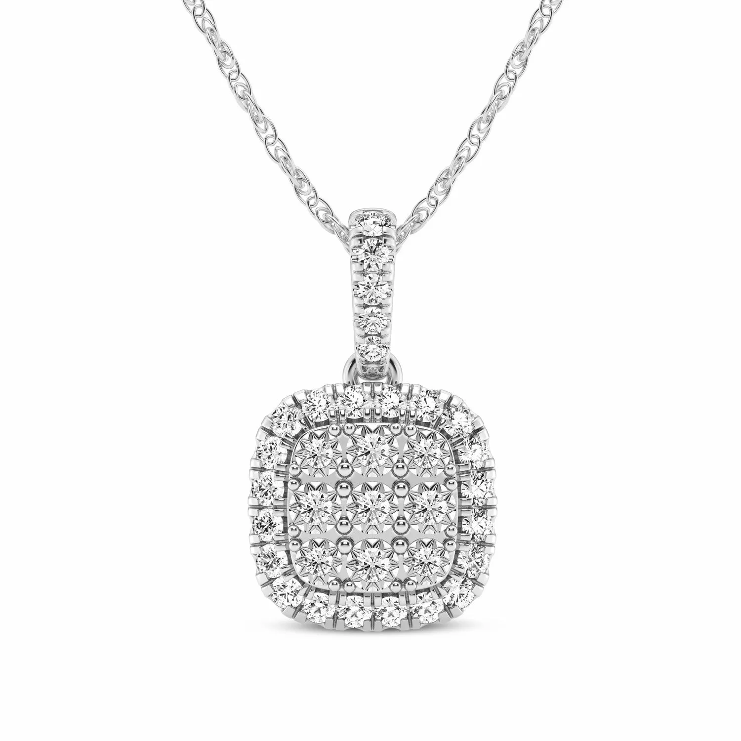 Miracle Halo Necklace with 1/2ct of Diamonds in 9ct White Gold