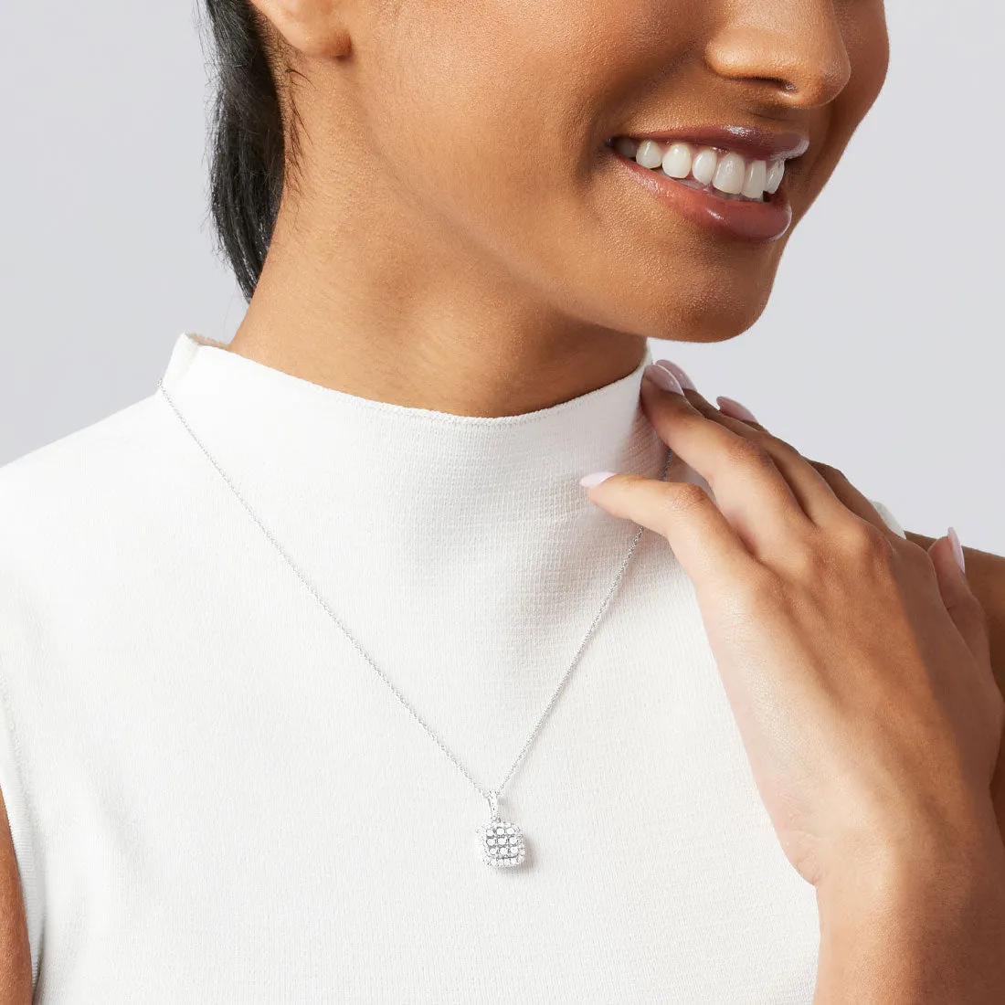 Miracle Halo Necklace with 1/2ct of Diamonds in 9ct White Gold