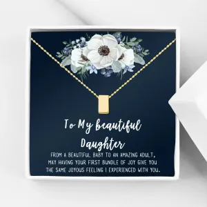 Mom Gifts, Cube Necklace for Mother & Daughter, Necklaces for Women, Best Birthday Gift Ideas, Pendant Mother's Jewelry For Her, Mothers Day [Gold Cube, No-Personalized Card]