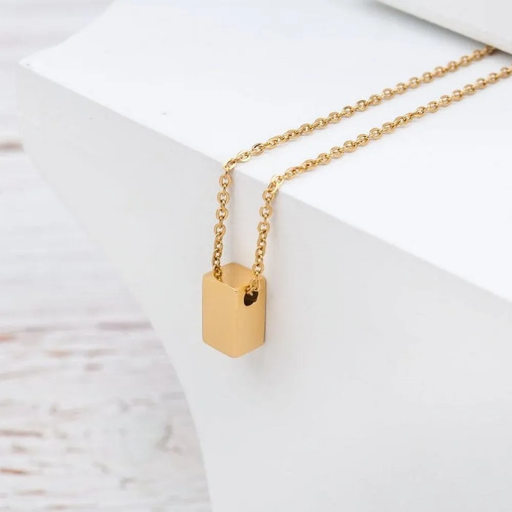 Mom Gifts, Cube Necklace for Mother & Daughter, Necklaces for Women, Best Birthday Gift Ideas, Pendant Mother's Jewelry For Her, Mothers Day [Gold Cube, No-Personalized Card]