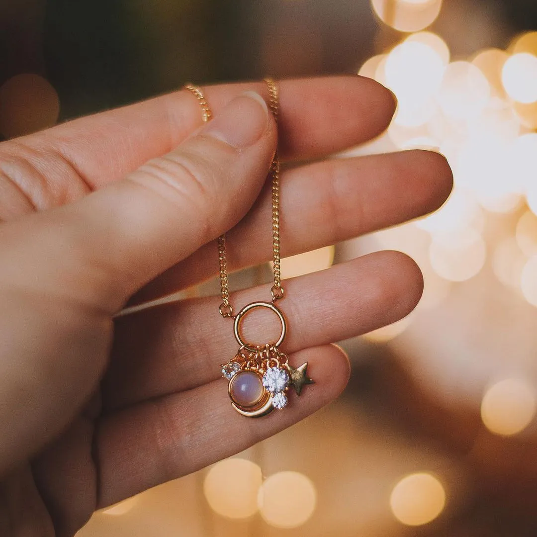 Moon Star Diamond Necklace