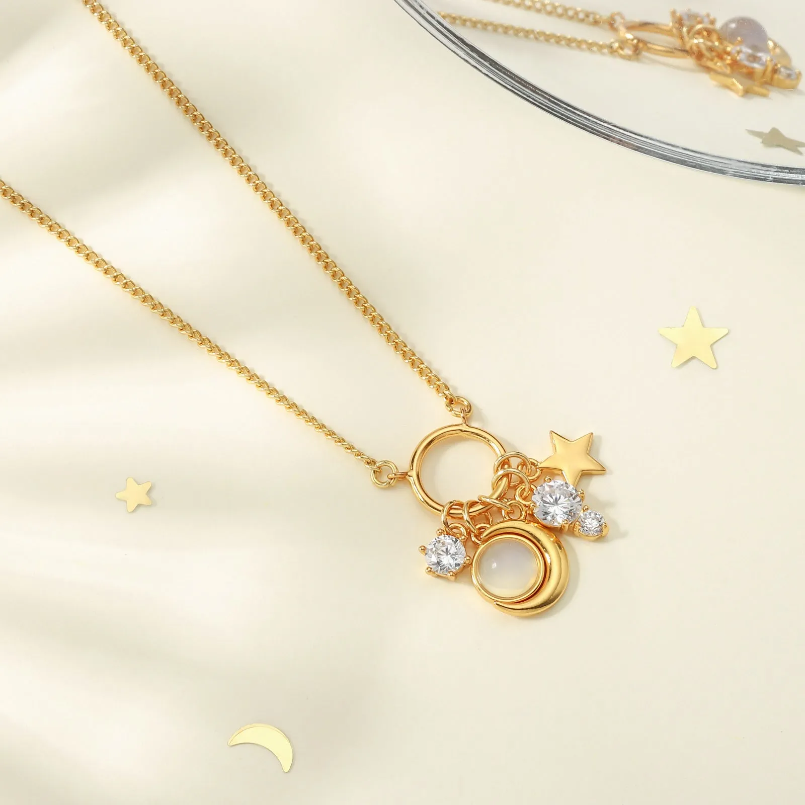 Moon Star Diamond Necklace