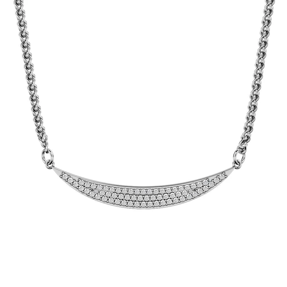 Moonbows Natural Diamond Pav'e Pendant with a White Necklace