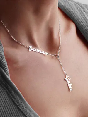 Name Necklace Two Personalized Names Lariat 925 Sterling Silver Luxury Necklaces