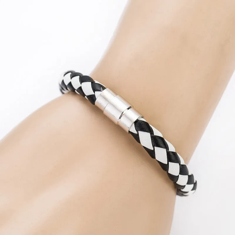 New Fashion Jewelry Black Braided Leather Bracelets for Men/Women magnetic clasp Bracelets Bangles De pulseira masculina