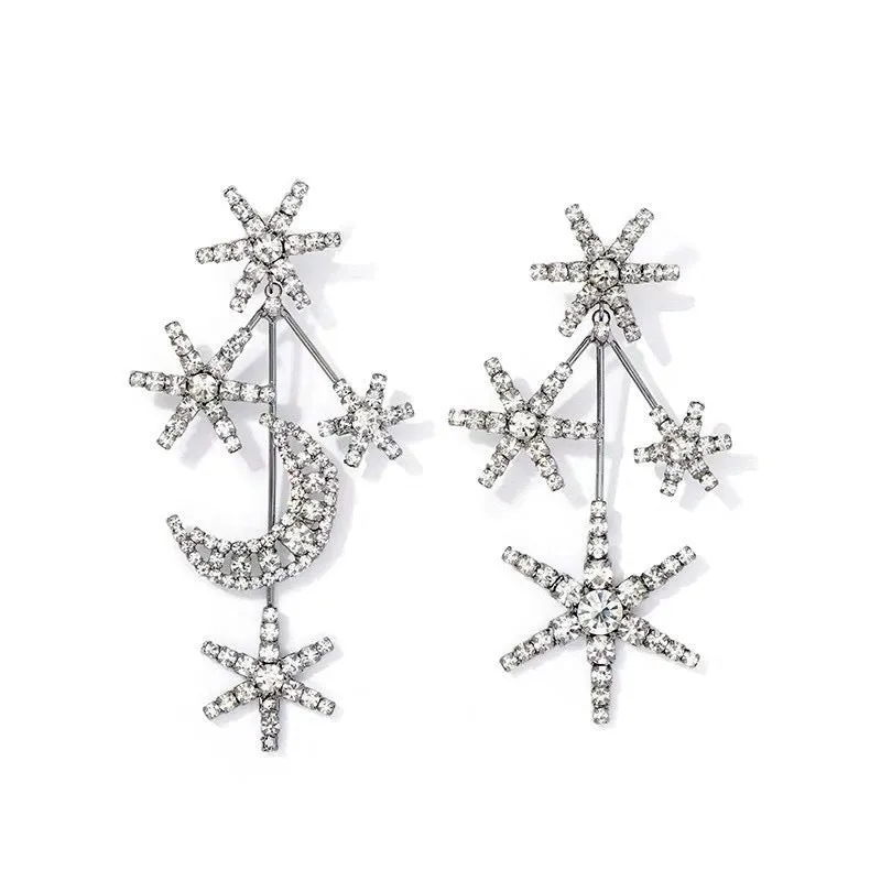 North Star Rhinestone Dangle Earrings