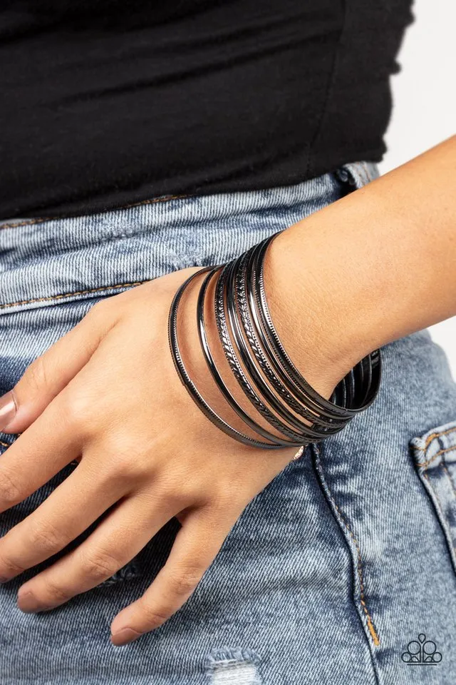 Paparazzi Bracelet ~ Stackable Shimmer - Black